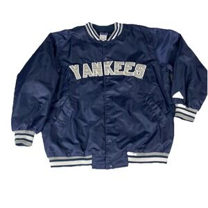 VTG Adidas New York Yankees Snap Up Boys Jacket Big Kid Youth SZ 14/16 Navy Blue